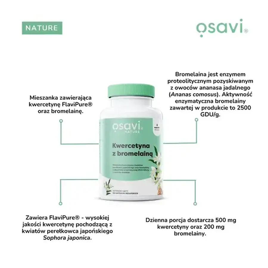Osavi Quercetin with bromelain, hard capsules, 120 pcs.