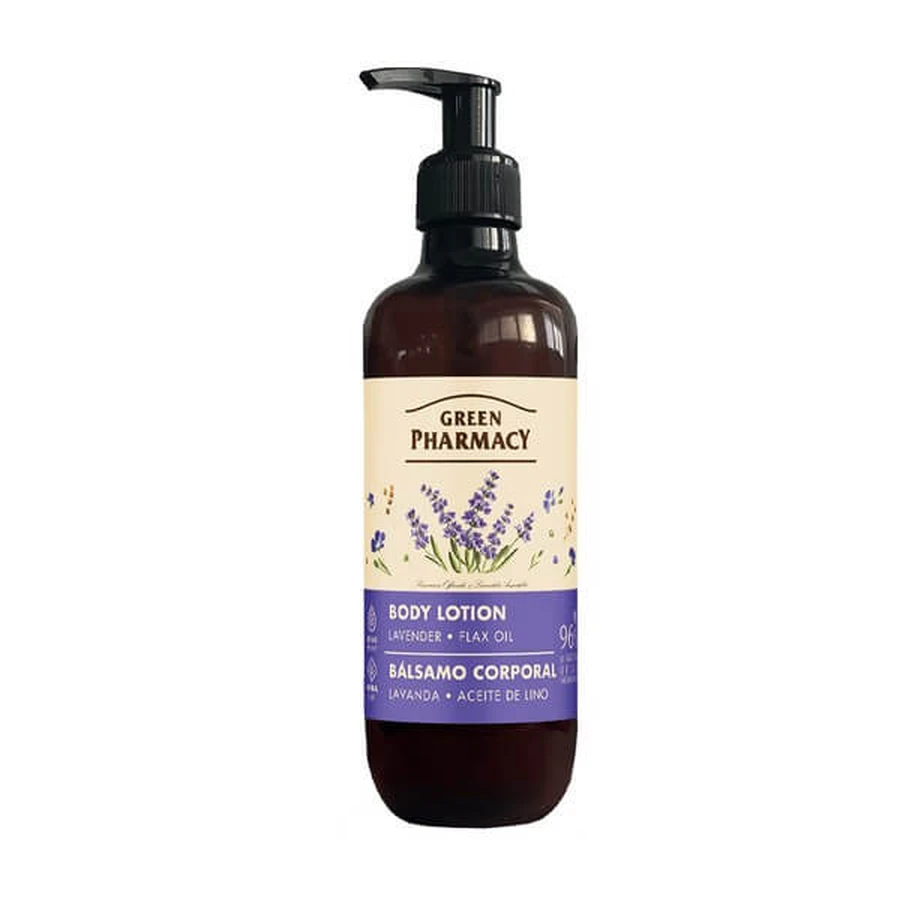 Green Pharmacy, loción corporal, lavanda y aceite de linaza, 400 ml