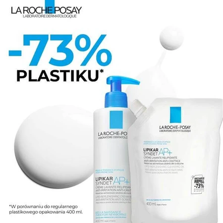 La Roche-Posay Lipikar Syndet AP+, rückfettende Reinigungscreme gegen Hautirritationen, Nachfüllpackung, 400 ml