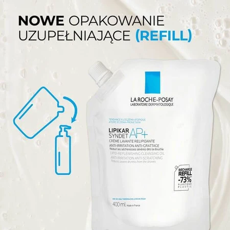 La Roche-Posay Lipikar Syndet AP+, rückfettende Reinigungscreme gegen Hautirritationen, Nachfüllpackung, 400 ml