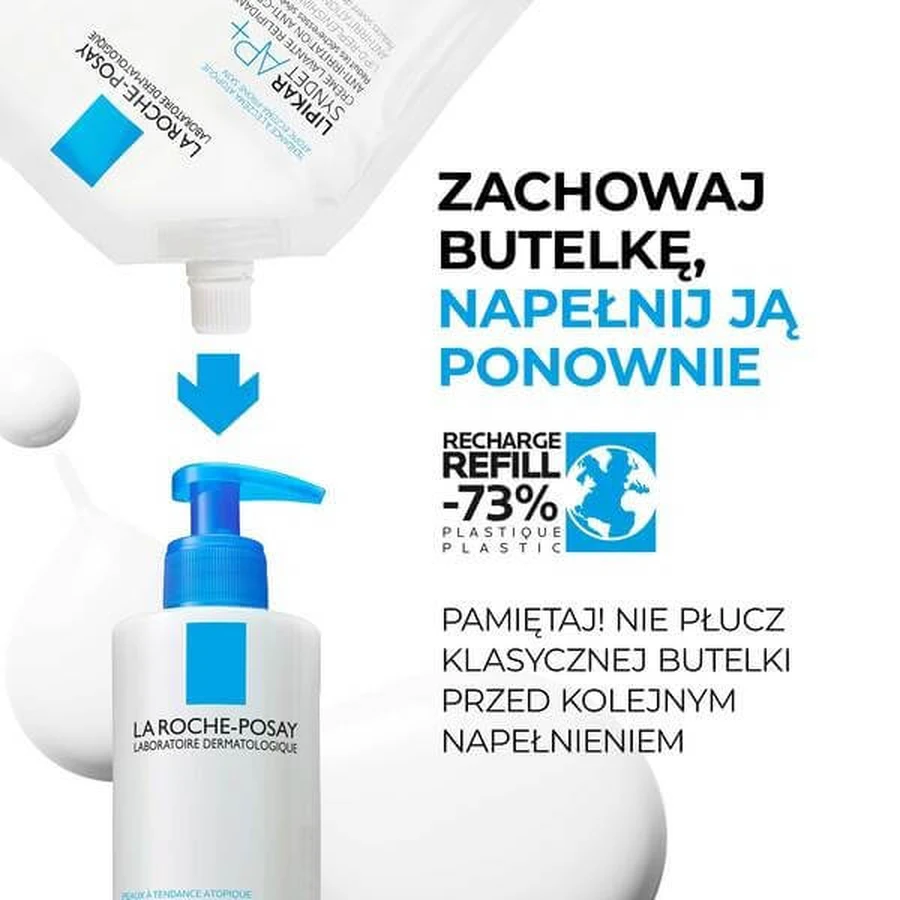 La Roche-Posay Lipikar Syndet AP+, rückfettende Reinigungscreme gegen Hautirritationen, Nachfüllpackung, 400 ml