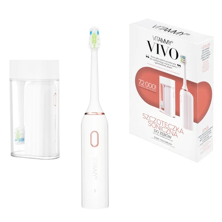 Vitammy Vivo, cepillo de dientes sónico con estuche, color blanco, 1 ud.