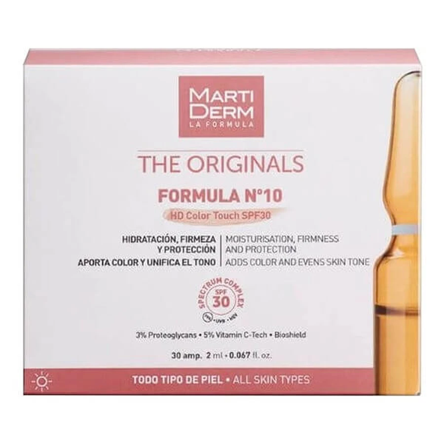 Martiderm The Originals Formula Nº10 HD Color Touch SPF30, hydraterend en verstevigend serum, ampullen, 30 x 2 ml