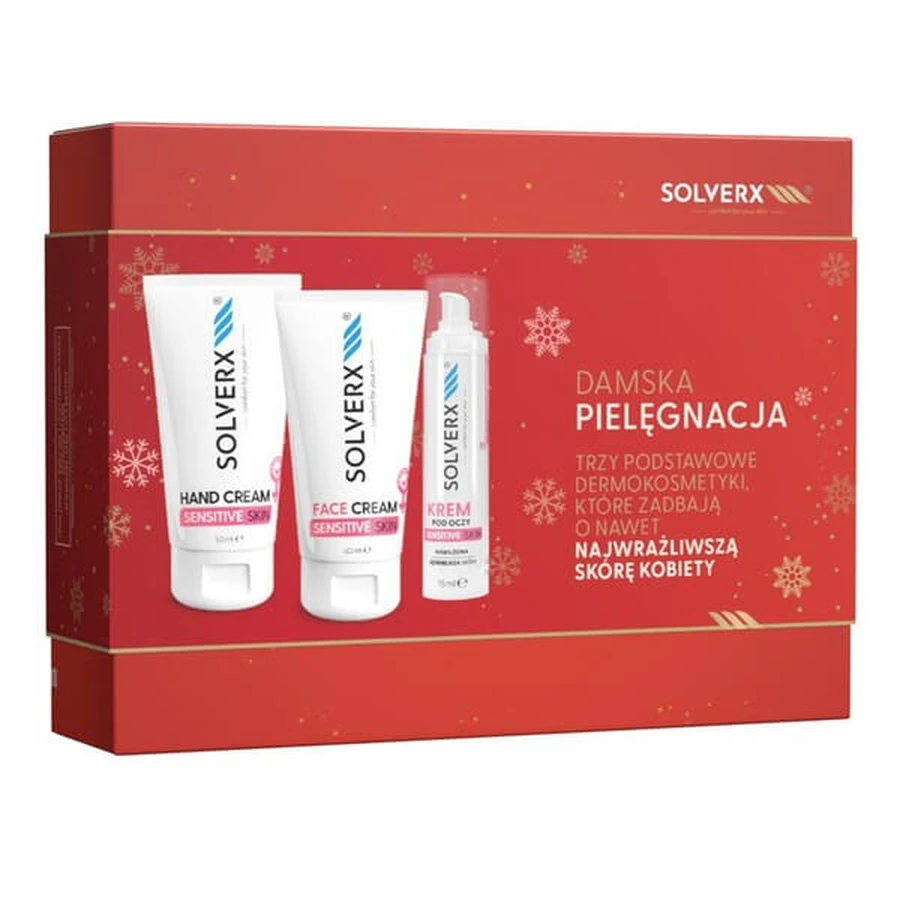 Solverx Sensitive Skin Women's Care Set, Gesichtscreme, 50 ml + Augencreme, 15 ml + Handcreme, 50 ml