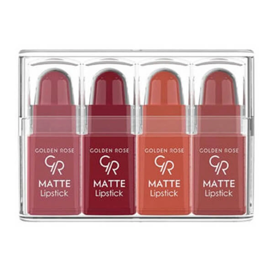 Golden Rose Matte Lipstick, set van 4 matte minilipsticks, nr. 03, 4 g
