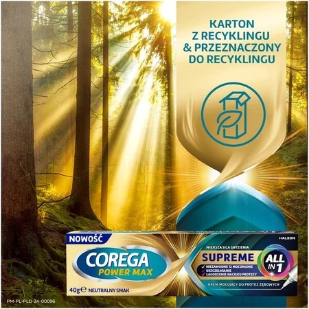 Corega Power Max Supreme All in 1, bevestigingscrème voor kunstgebitten, 40 g