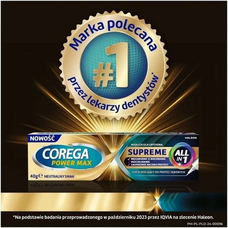 Corega Power Max Supreme All in 1, bevestigingscrème voor kunstgebitten, 40 g