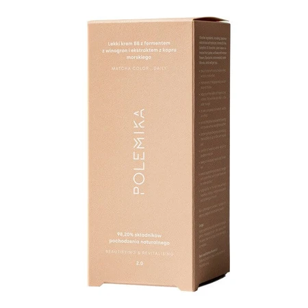 Polemic Matcha Care Color Daily, lichte revitaliserende BB-crème met druivenferment en zeevenkel extract, 2.0, 30 ml