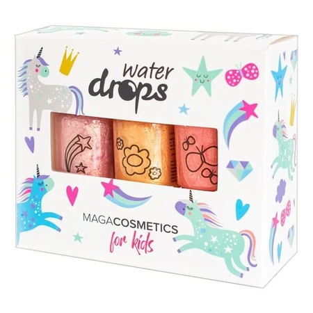 Maga Cosmetics, set de esmaltes al agua para niños, Princesa de Arena, 3 x 6 ml