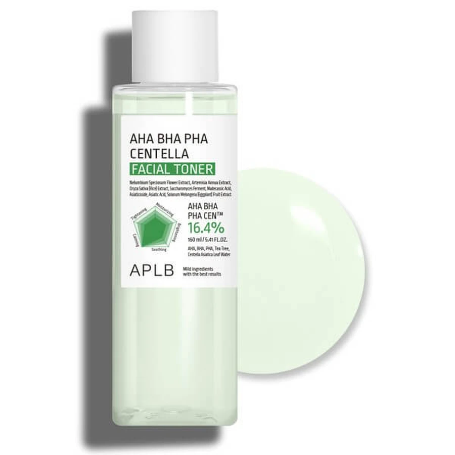 APLB AHA BHA PHA Centella Gezichtstoner, gezichtsreinigende toner met zuren en Centella, 160 ml