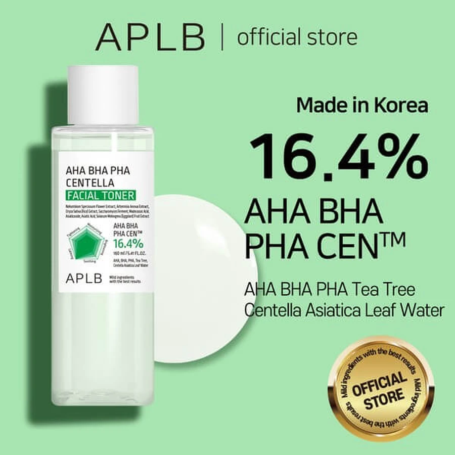 APLB AHA BHA PHA Centella Gezichtstoner, gezichtsreinigende toner met zuren en Centella, 160 ml