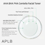 APLB AHA BHA PHA Centella Gezichtstoner, gezichtsreinigende toner met zuren en Centella, 160 ml