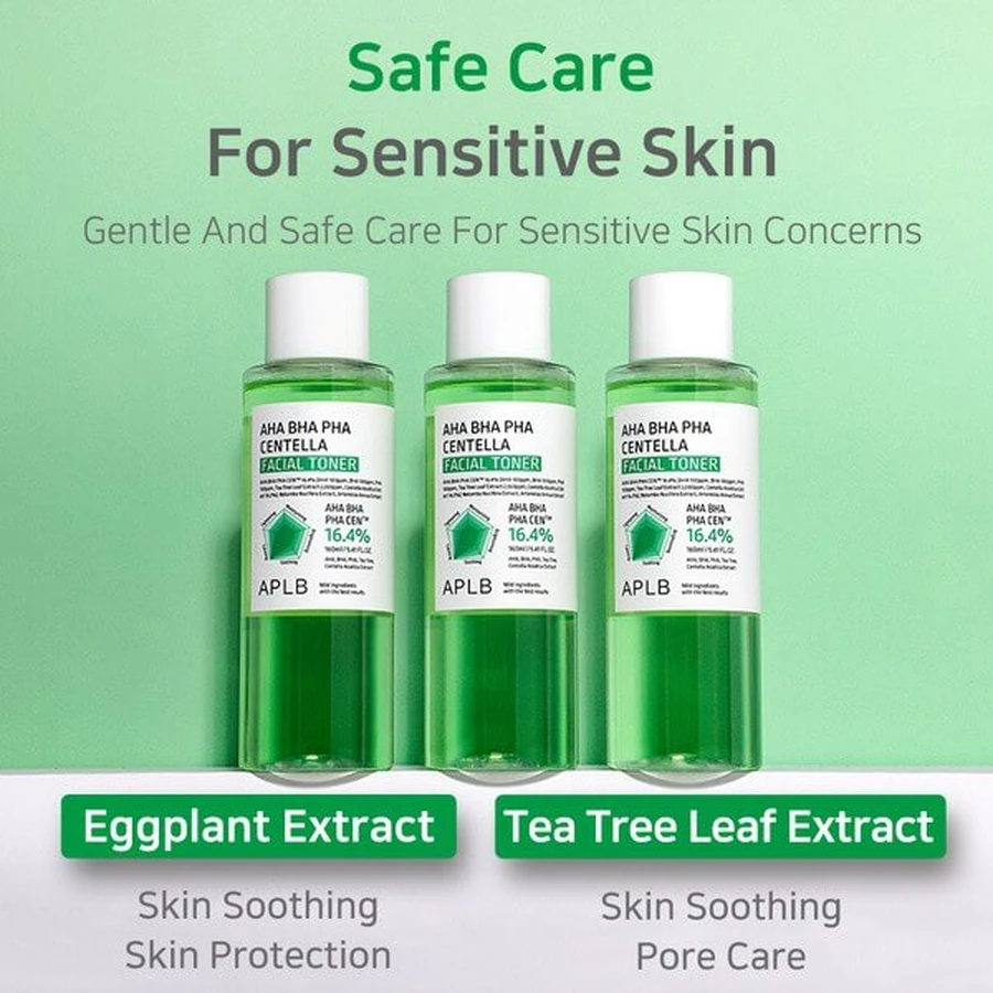 APLB AHA BHA PHA Centella Gezichtstoner, gezichtsreinigende toner met zuren en Centella, 160 ml