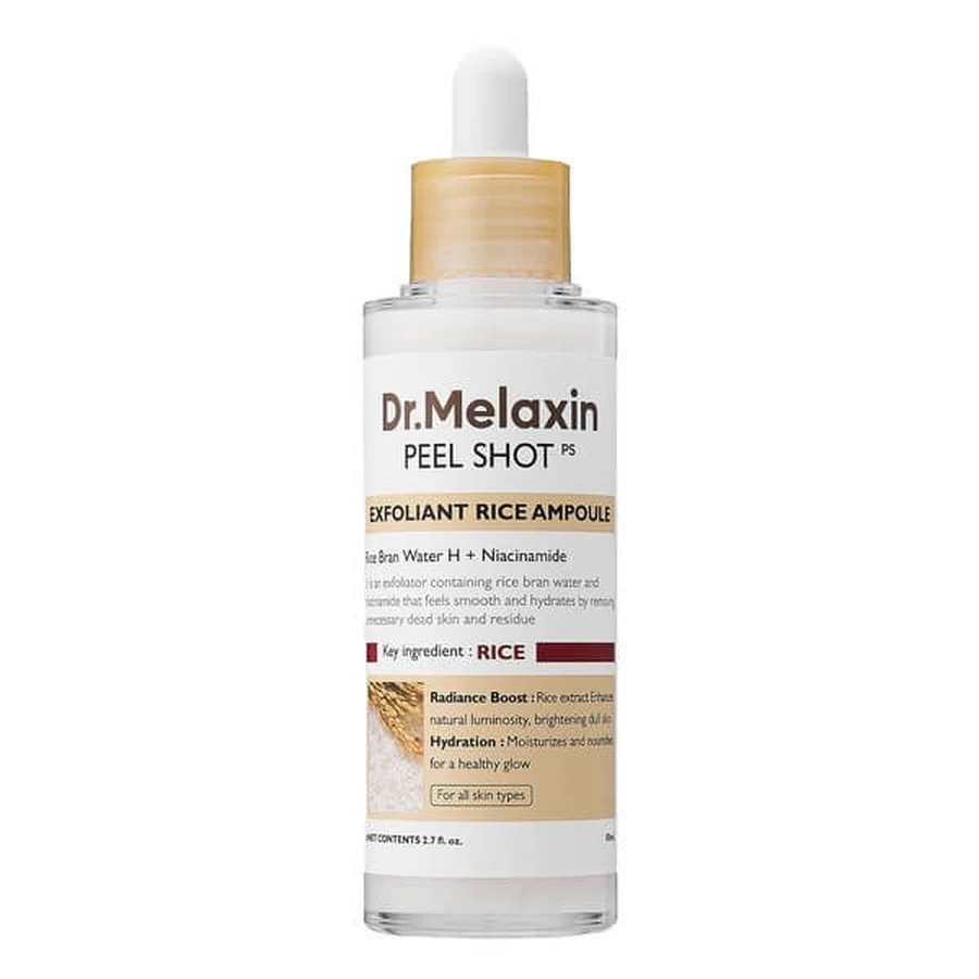 Dr.Melaxin Peel Shot Exfol Witte Rijst Ampul, scrub ampul met witte rijstextract, 80 ml