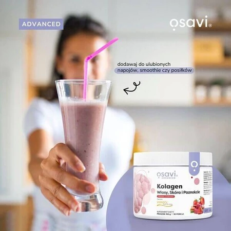 Osavi Colágeno Cabello, Piel y Uñas, polvo, sabor ruibarbo-fresa, 150 g