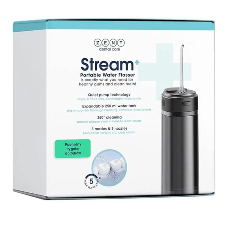 Zent Stream+, cordless dental irrigator, black, 1 pc.