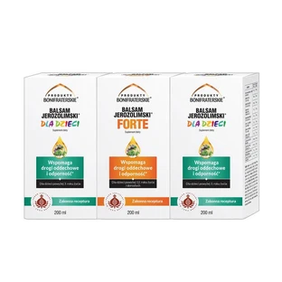 Set Bonifrater Producten Jeruzalembalsem voor kinderen, siroop, 200 ml x 2 st. + Jeruzalembalsem Forte, vloeibaar, 200 ml