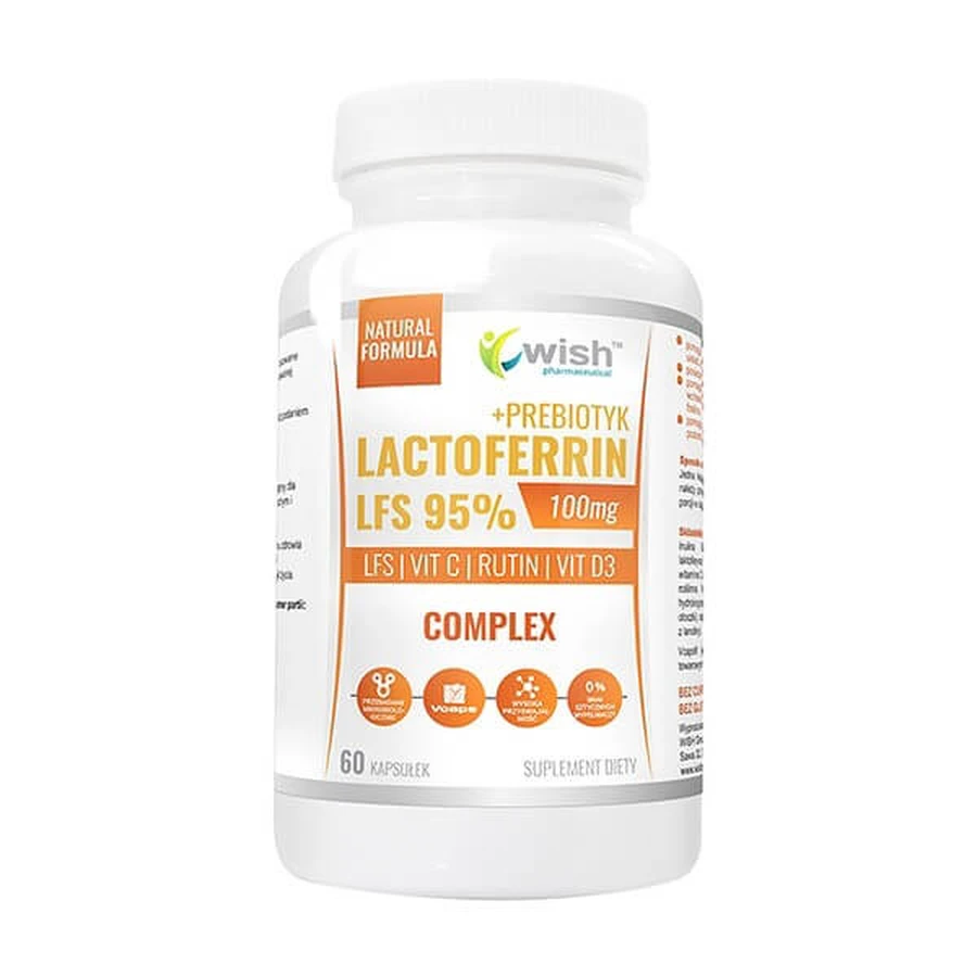Wish Lactoferrin LFS 95% 100 mg Complex + Prebiotic, capsules, 60pcs.