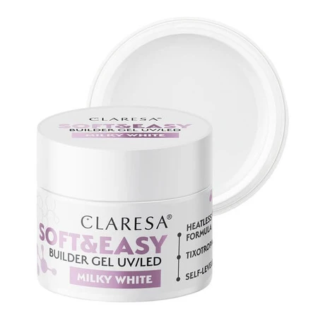 Claresa Soft&amp;Easy Builder Gel, nail building gel, Milky White, 45 g