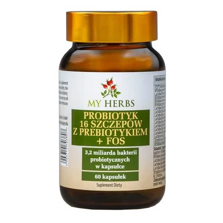 My Herbs Probiotic 16 Strains met Prebiotic + FOS, capsules, 60 stuks.