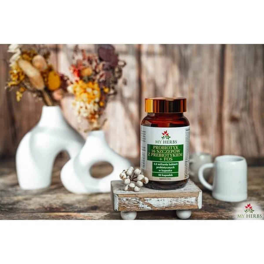 My Herbs Probiotic 16 Strains met Prebiotic + FOS, capsules, 60 stuks.
