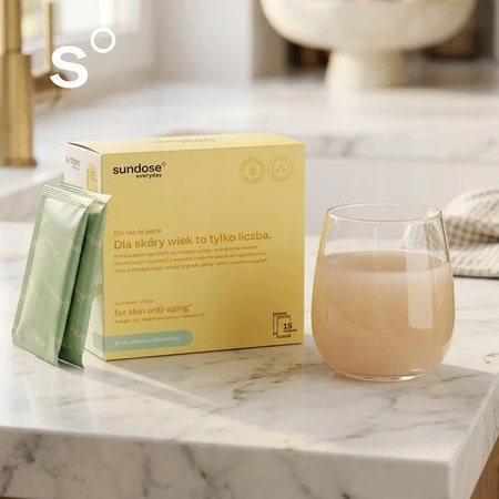 Sundose Everyday For Skin Anti-Aging, pliculețe cu pulbere, aromă de mere și limetă, 15 buc.