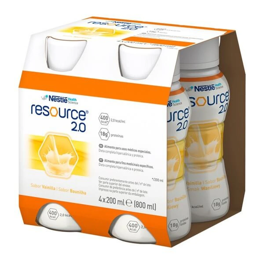 Set of 4 x Resource 2.0, vanilla flavored liquid, 4 x 200 ml