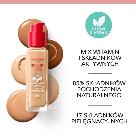 Bourjois Healthy Mix Clean, fondotinta, 51,5 Rosa Vaniglia, 30 ml