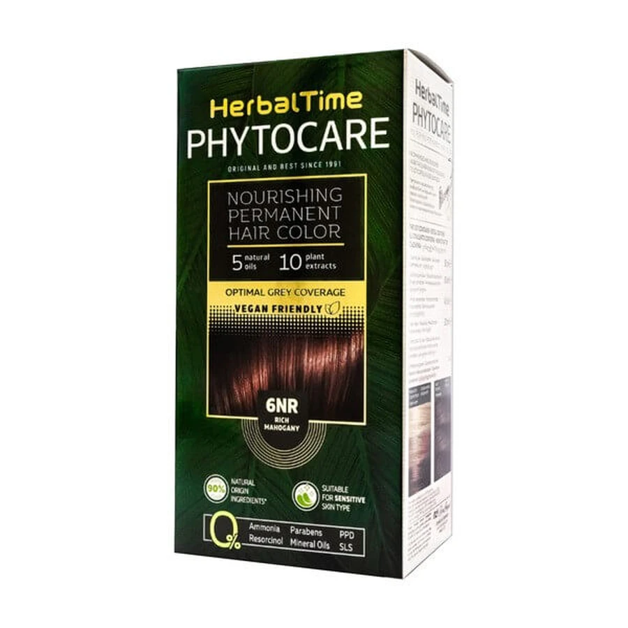 Herbal Time Phytocare, hair dye 6NR, rich mahogany, 130 ml