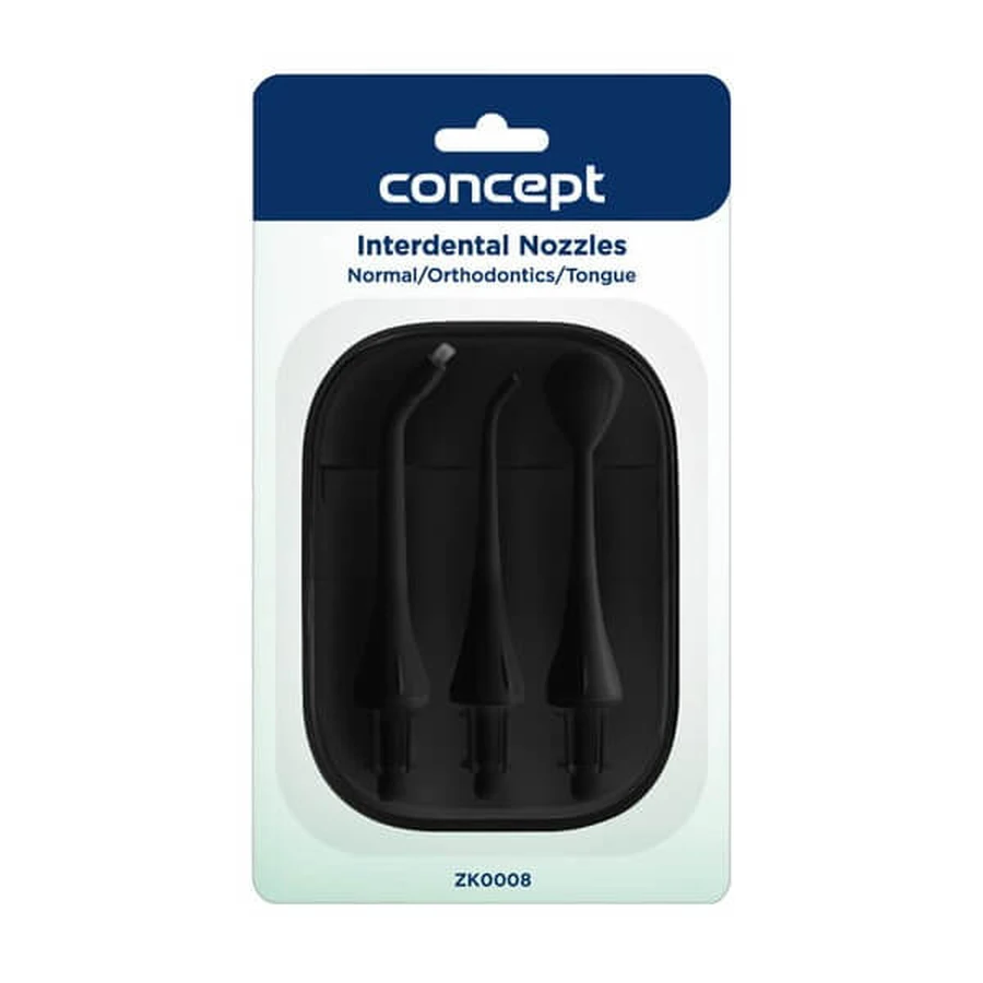 Concept interdentale mondstukken, irrigator tips, zwart, 3 stuks.
