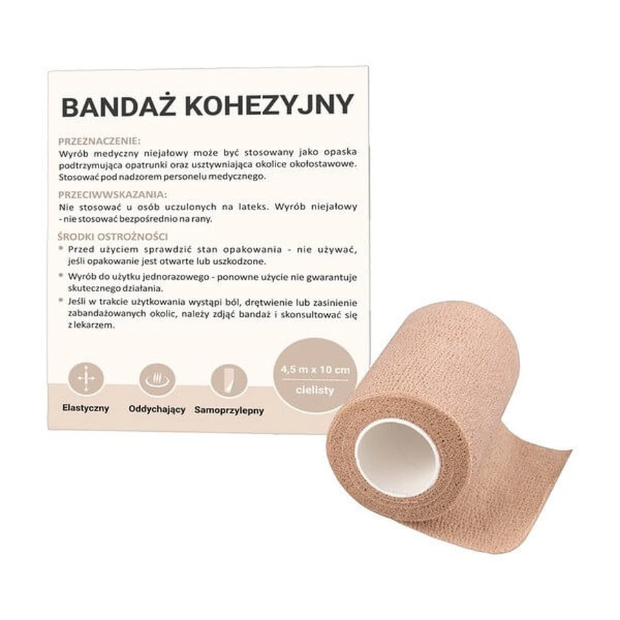 Paso, cohesive bandage, 10 cm x 4.5 m, flesh-colored, 1 pc.