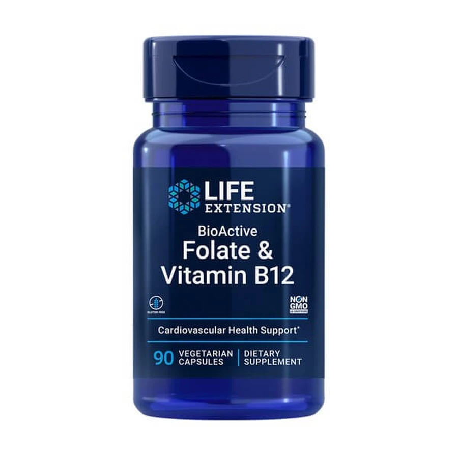 Life Extension BioActive Folaat &amp; Vitamine B12, capsules, 90 st.