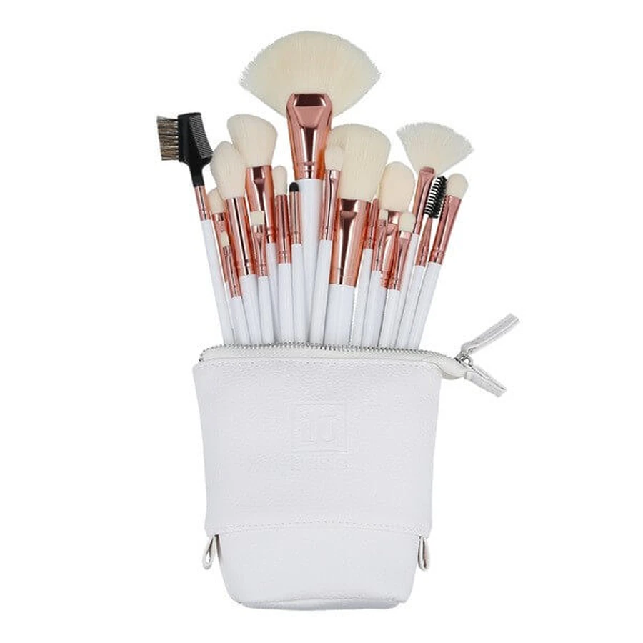 Ilu Basic, Set of 18 makeup brushes + case, white