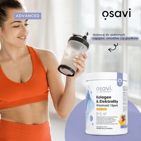 Osavi Collageen &amp; Elektrolyten Vitaliteit en Sport, poeder, ananas-mango smaak, 390 g