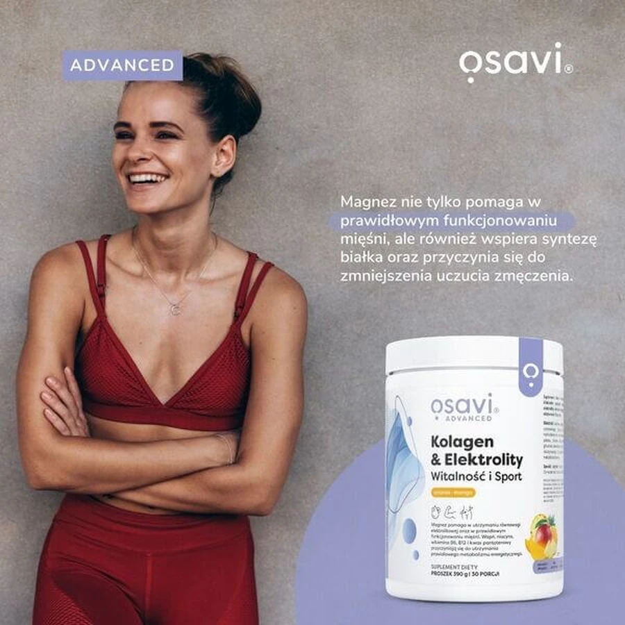 Osavi Collageen &amp; Elektrolyten Vitaliteit en Sport, poeder, ananas-mango smaak, 390 g