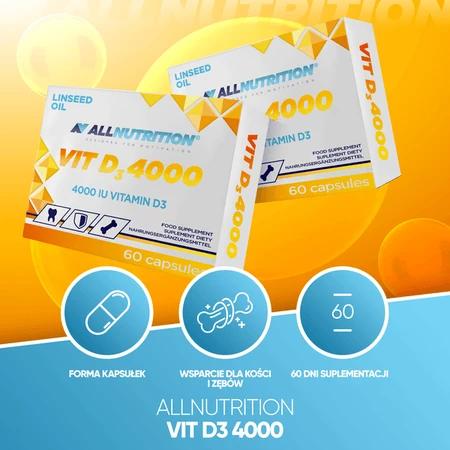 Lot de 2 x Allnutrition Vit D3 4000, gélules, 60 pcs.