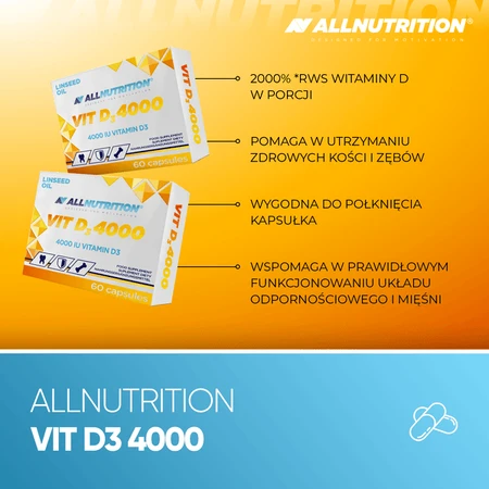 Lot de 2 x Allnutrition Vit D3 4000, gélules, 60 pcs.