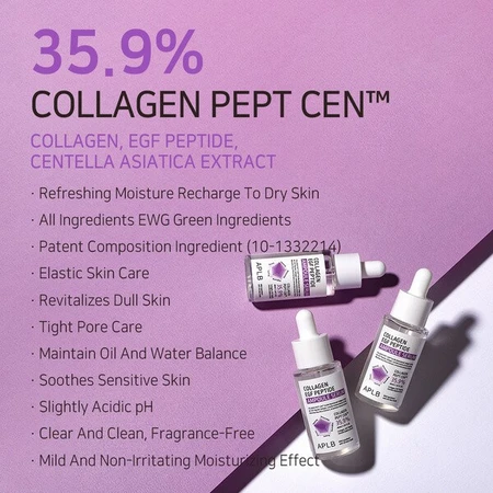 APLB Collagen EGF Peptide Ampoule, facial firming serum with collagen and EGF peptides, 40 ml
