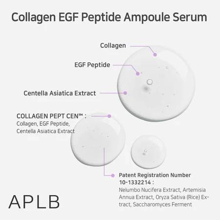 APLB Collagen EGF Peptide Ampoule, facial firming serum with collagen and EGF peptides, 40 ml