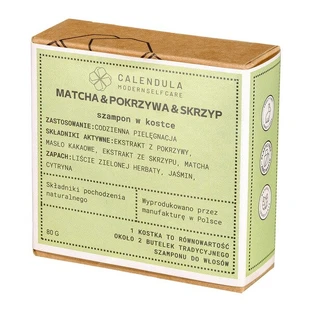 Caléndula Modern Self Care, champú en barra, Matcha &amp; Ortiga &amp; Cola de caballo, 80 g