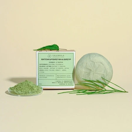 Caléndula Modern Self Care, champú en barra, Matcha &amp; Ortiga &amp; Cola de caballo, 80 g