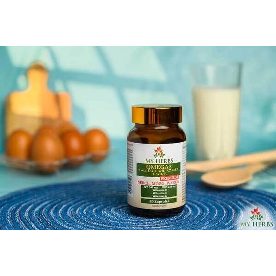 My Herbs Omega 3 + Vit.D3 + Vit. K2 MK7 + Vit.E Premium, gélules, 60 pcs.