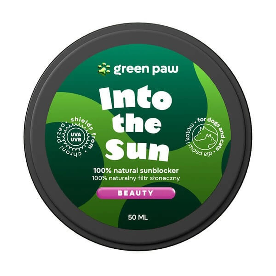 Green Paw Into The Sun, maść na nos i skórę z naturalnym filtrem przeciwsłonecznym dla psów i kotów, 50 ml: ceny i cechy