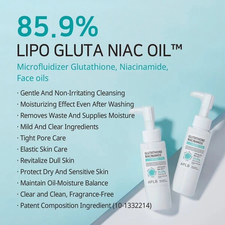 APLB Glutathione Niacinamide Cleansing Oil, facial cleansing oil, 105 ml