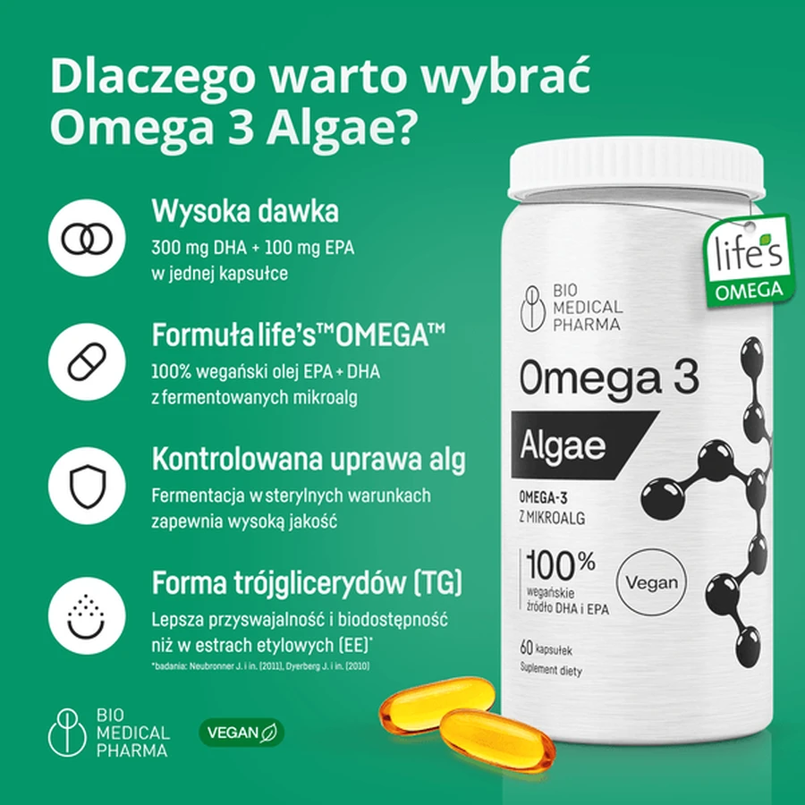 Omega 3 Algae, soft capsules, 60 pcs.
