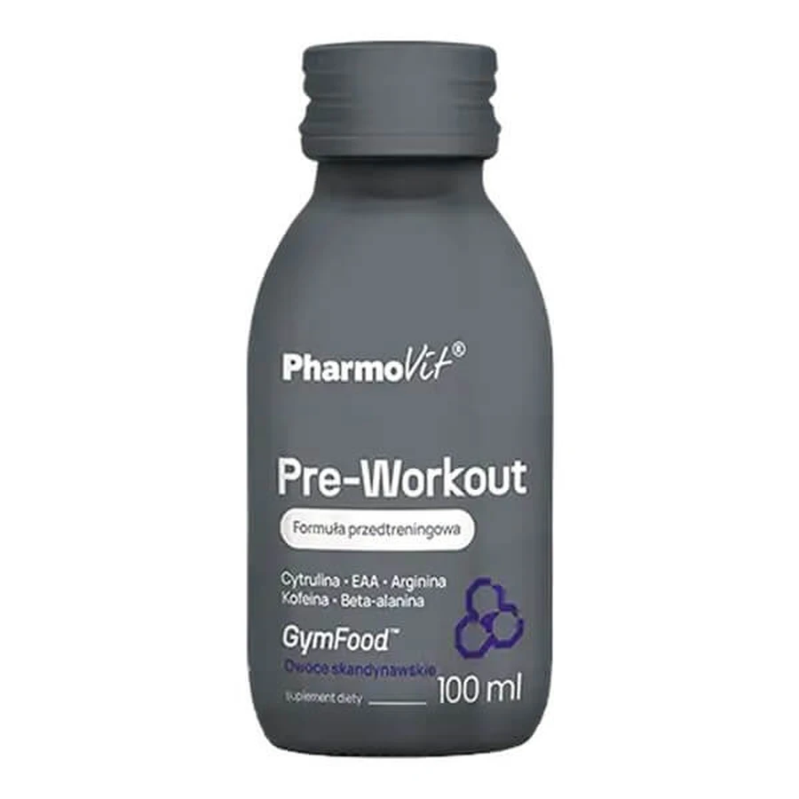 Pharmovit GymFood Pre-Workout, flüssig, skandinavischer Fruchtgeschmack, 100 ml