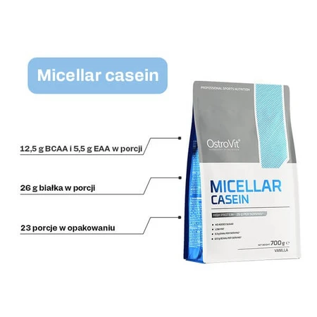 OstroVit Micellar Casein, poudre, saveur vanille, 700 g