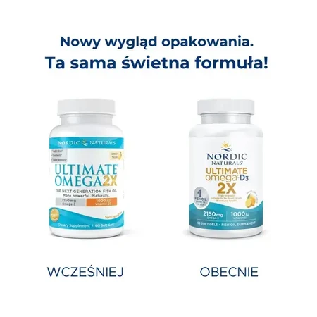 Nordic Naturals, Ultimate Omega 2X mit Vitamin D3 2150 mg Zitrone, Kapseln, 60 Stück.