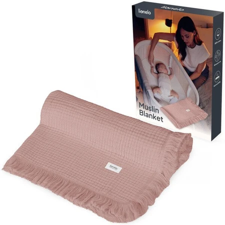 Lionelo Muslin Blanket, Säuglings-Musselin-Decke, Dusty Pink, 1 Stk.