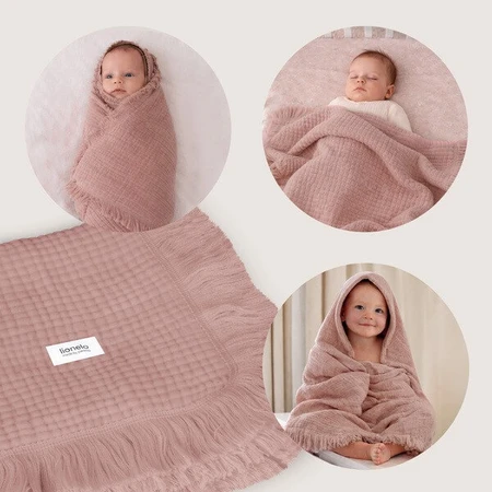 Lionelo Muslin Blanket, Säuglings-Musselin-Decke, Dusty Pink, 1 Stk.